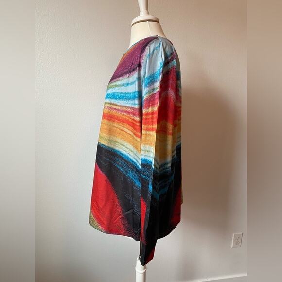 Tendency NWT Spring Rainbow Colorful Lightweight Long Sleeve Sweatshirt Size XXL - Picture 3 of 9